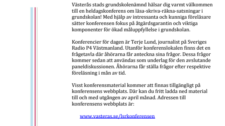 Konferens om läsa-skriva-räkna-satsningar i grundskolan 