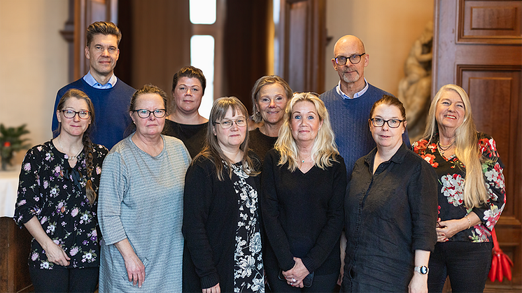 Några av de 201 medarbetare som har arbetat 25 år i Umeå kommun, 2023. Daniel Lindström, Maria Thorén, Maria Svanström, Dan Åberg. Linda Eriksson, Anette Jonsson, Eva Österlund, Lena Sjöstedt, Katrin Lomvik, Siv Wallberg.