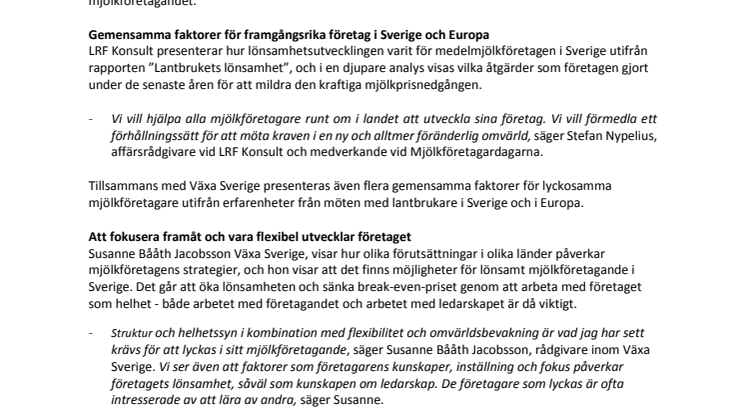 Mjölkföretagardagarna 2017 - Jobba med helheten och ta ut en marknadsmässig lön 