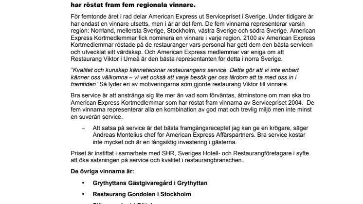 Restaurang Viktor i Umeå bäst på service i norra Sverige