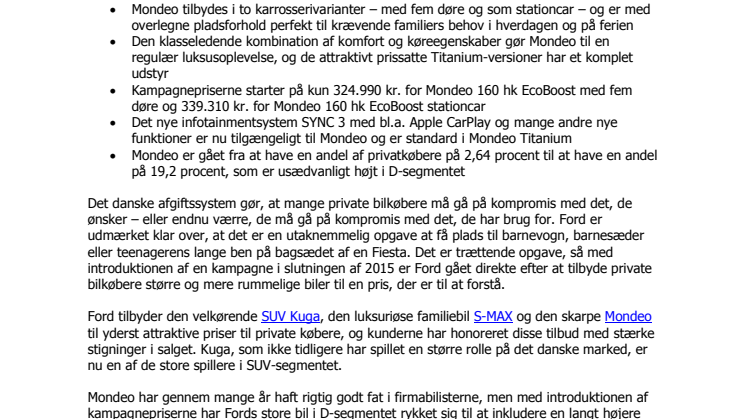 Mondeo vinder stærkt frem hos private kunder