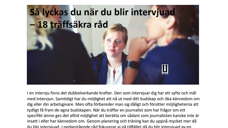Framgång i din nästa intervju – 18 tydliga råd