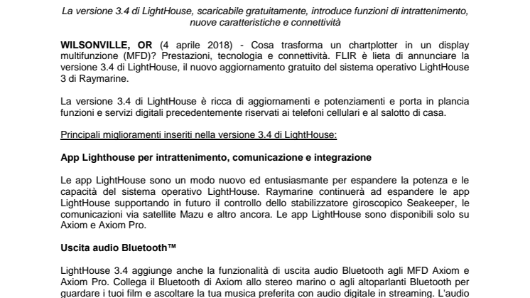 Raymarine: FLIR rilascia un importante aggiornamento del sistema operativo Raymarine LightHouse