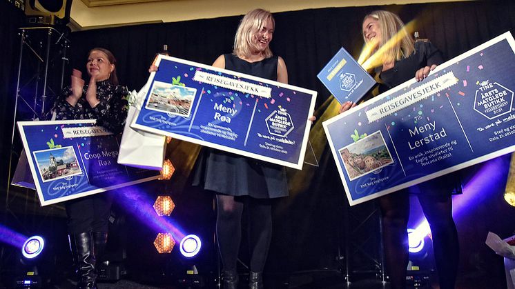 Coop Mega Røa v. Ferskvaresjef Liz Connie Hellum, Meny Røa v. ass.ferskvaresjef Veronica Krogsæther og Meny Lerstad v. butikksjef Camilla Trulssen kapret henholdvis 3., 2. og 1.plass i konkurransen Årets Matglede butikk, fullsortiment.