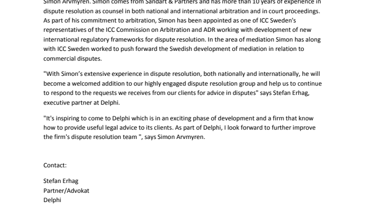 Delphi strengthens its Dispute Resolution Group