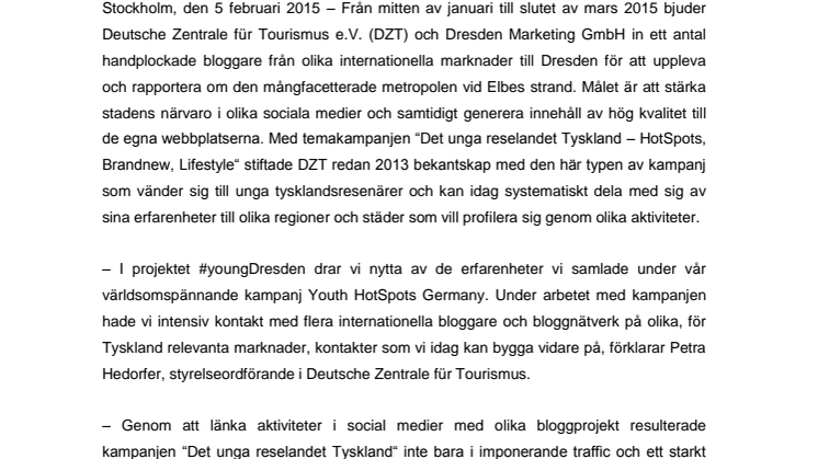 DZT och Dresden Marketing drar igång bloggkampanjen #youngDresden