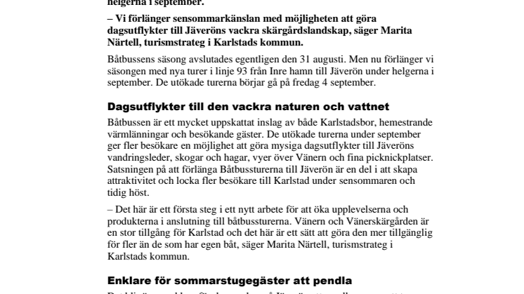Utökade båtbussturer till Jäverön  