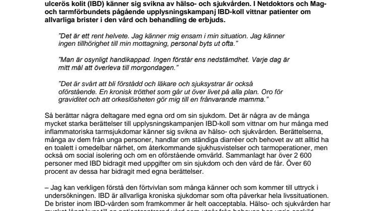 Vården sviker många unga med svåra tarmsjukdomar 