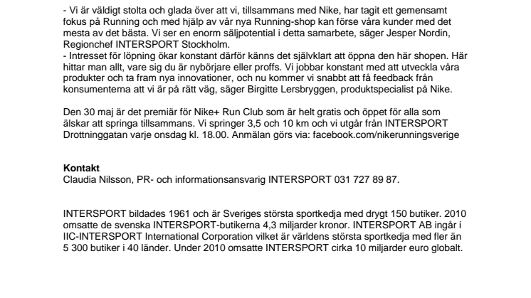 NIKE öppnar Running-shop hos INTERSPORT