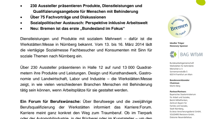 Werkstätten:Messe 2014 - Produkte und Leistungen für eine inklusive Arbeitswelt