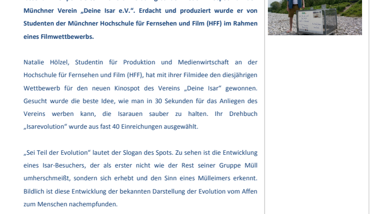 „Isarevolution“: Neuer Kinospot von HFF-Studenten für „Deine Isar“