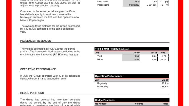 Traffic Figures July 2009