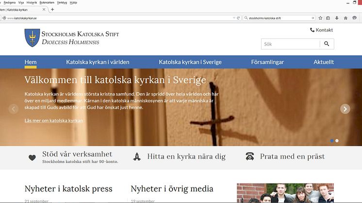 Stockholms Katolska stift har fått ny hemsida