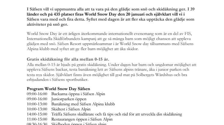 World Snow Day firas i Säfsen