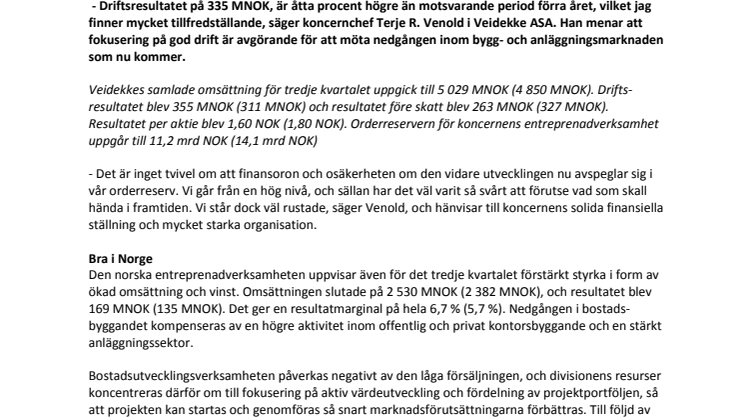 Bra resultat för Veidekke-koncernen