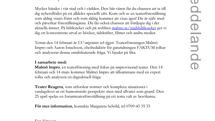 Stadsbiblioteket presenterar: Malmö pratar om – dagsaktuella frågor på nytt sätt