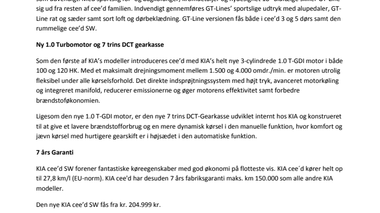 Introduktion af ny KIA cee’d den 7.-8. november