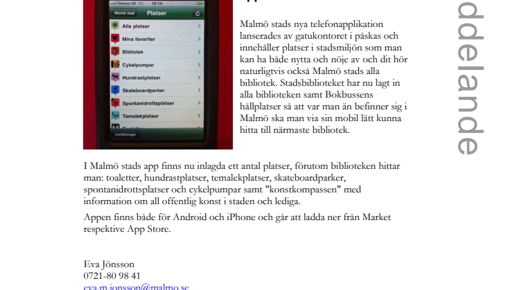 Stadsbiblioteket i Malmö: Nu är även biblioteken app to date!