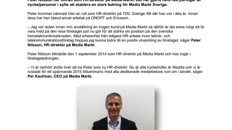 Media Markt stärker upp organisationen ytterligare: Peter Nilsson ny HR-direktör
