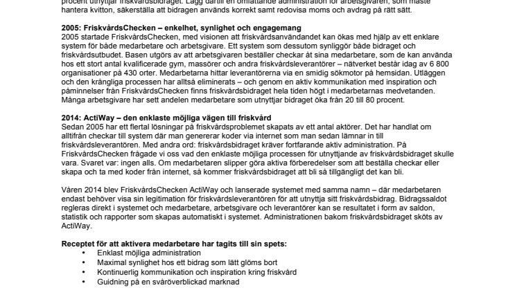 FriskvårdsChecken lanserar ActiWay – den enklaste vägen till en frisk arbetsplats