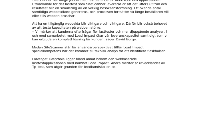 SiteScanner inleder ett samarbete med Load Impact