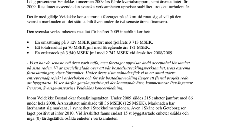 Veidekke står stabilt efter tio år i Sverige