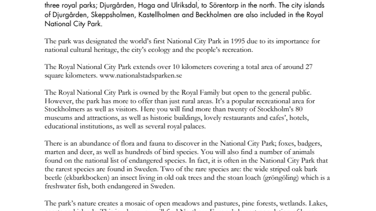 Facts: About the Royal National City Park