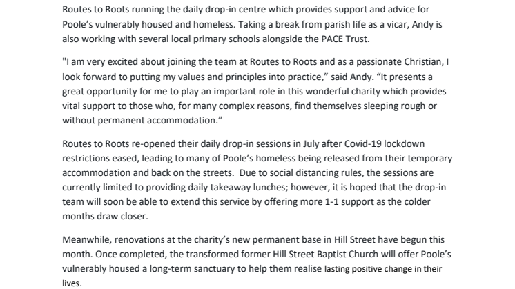 New Manager for Poole Homeless Drop-in Centre