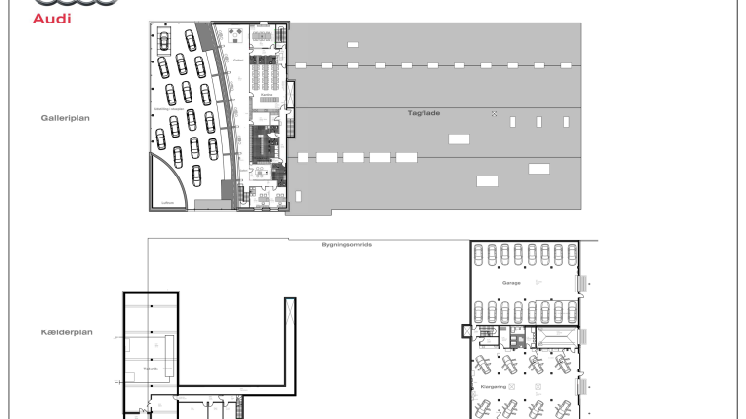 AUDI Hørsholm - Galleri og kælderplan