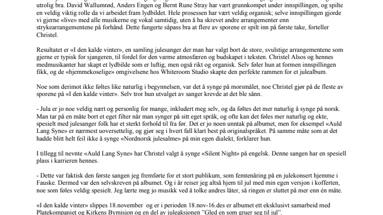 Nærhet og varme - Christel Alsos - I den kalde vinter