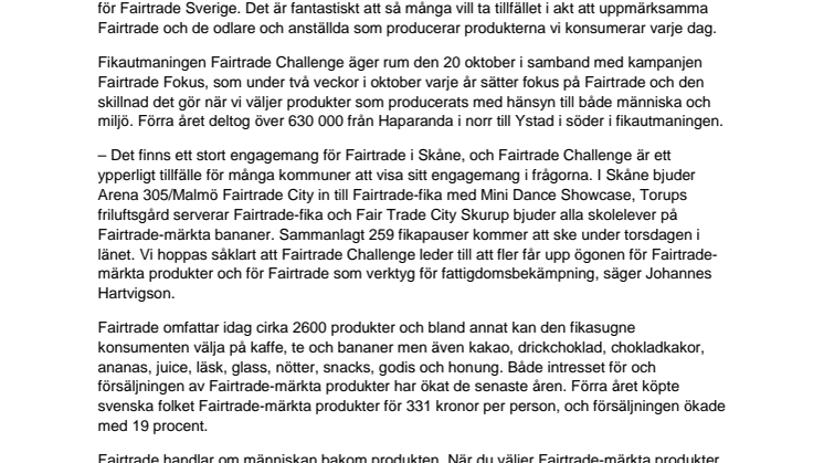 Över 43 800 skåningar deltar i årets stora Fairtrade-fika