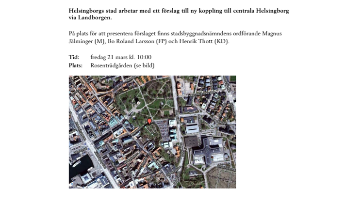 Pressinbjudan: Presentation av förslag till ny koppling till centrala Helsingborg