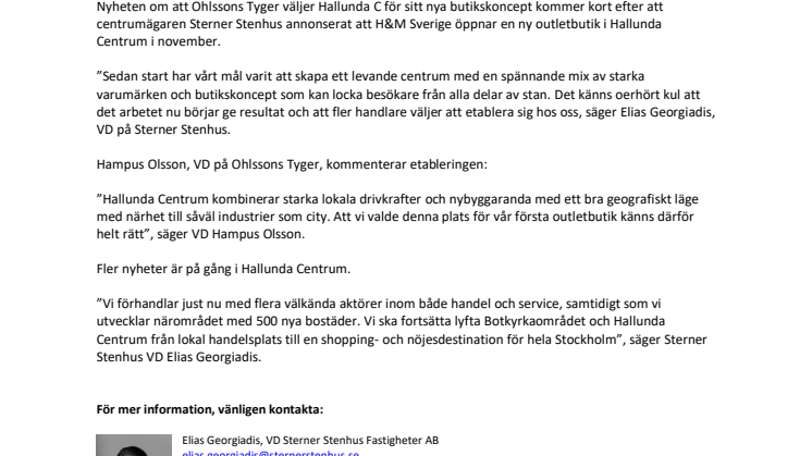 Ohlssons Tyger öppnar sin första outletbutik någonsin i Hallunda Centrum 