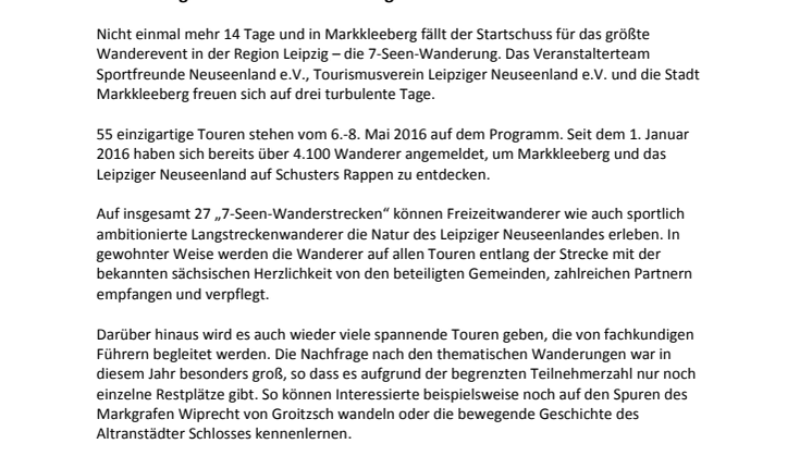 7-Seen-Wanderung 2016: Countdown läuft...