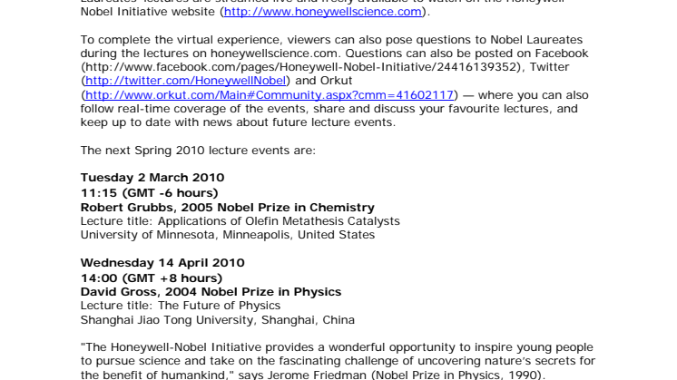 Watch Nobel Laureates lecture at special events worldwide