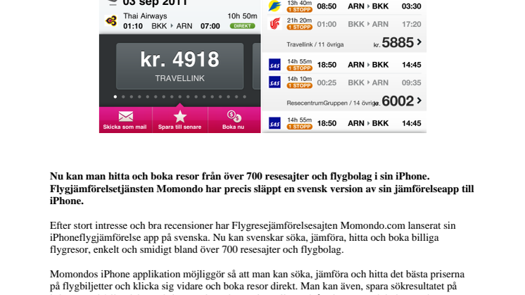Momondos app för iPhone- nu på svenska