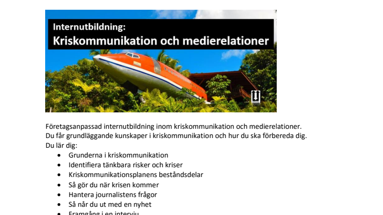Internutbildning: Kriskommunikation och medierelationer