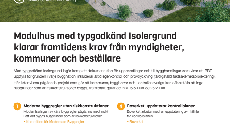 Modulhus med typgodkänd Isolergrund klarar framtidens krav från myndigheter,  kommuner och beställare