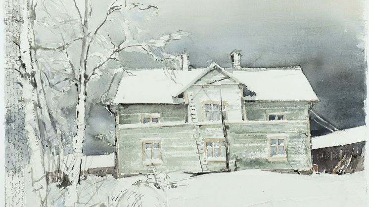 Lars Lerins akvarell Uppfinnarens hus såldes hos Karlstad Hammarö Auktionsverk för 120 000 SEK.