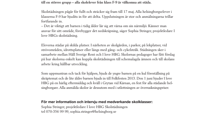 I love HBG – Skolstädningen är nu ännu större än i fjol