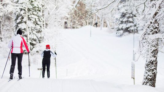 Skidåkning på Billingen. Foto: Skövde kommun