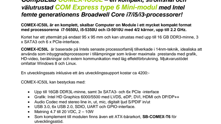  COM Express type 6 Mini-modul 