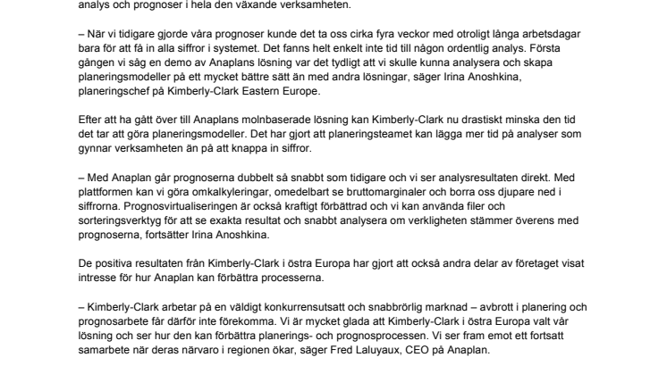 Kimberly-Clark väljer Anaplan för affärsplanering och prognoser