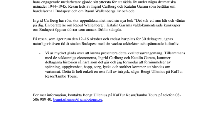 En historisk resa: Budapest – i Raoul Wallenbergs fotspår