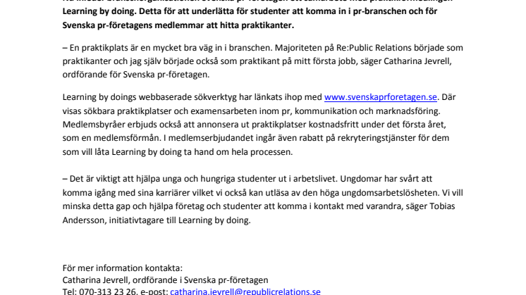 Svenska pr-företagen inleder samarbete med praktikförmedling