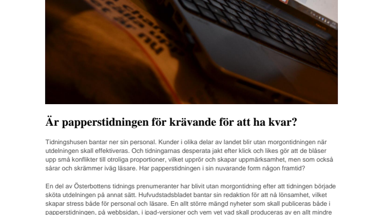 Behöver Svenskfinland en ny typ av dagstidning?