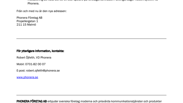 Phonera växer och flyttar till nytt kontor i Malmö