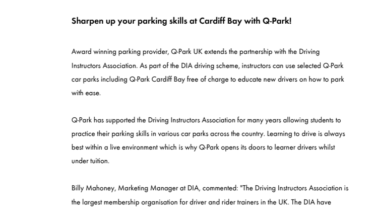 Sharpen up your parking skills at Cardiff Bay with Q-Park!