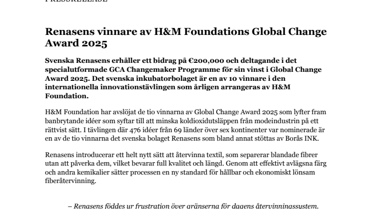 PM - Renasens vinnare i H&M Global Change Award 2025.pdf