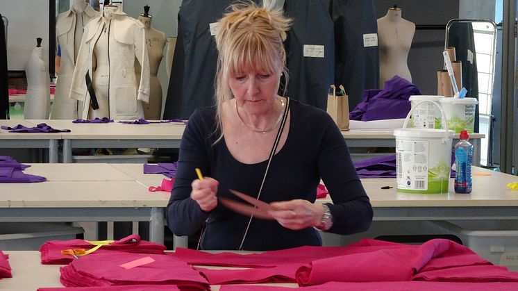 Senior Pattern Cutting Technician Kim Smith - a member of the Northumbria University team involved in producing thousands of NHS scrubs and gowns (credit: Justin Marshall)